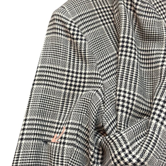 Rickie Freeman Teri Jon Wool Houndstooth Gingham Blazer Dress Black Gray Size 12 - Picture 9 of 12